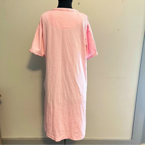 U4 Pink zip up Robe waffle fabric embroidered floral calf length Sz M/L? - Picture 5 of 5